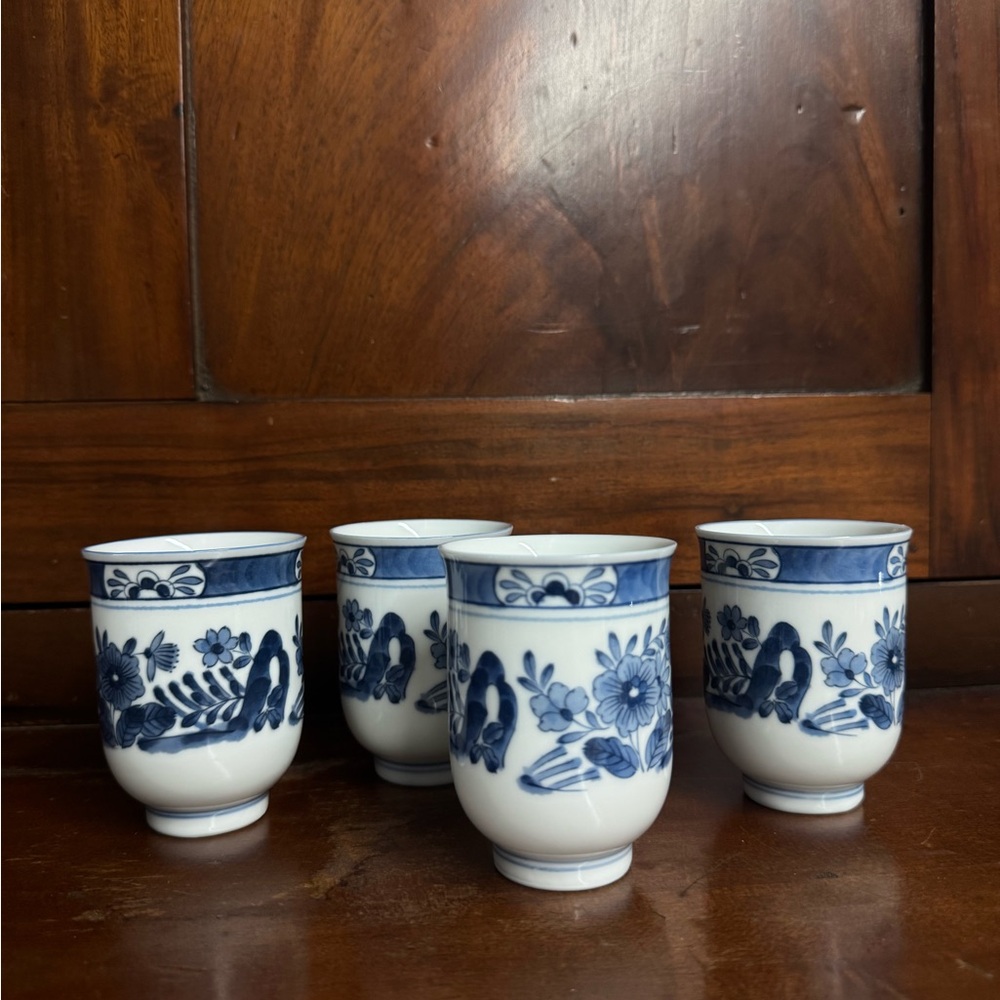 Blue and White Porcelain Tea Cups